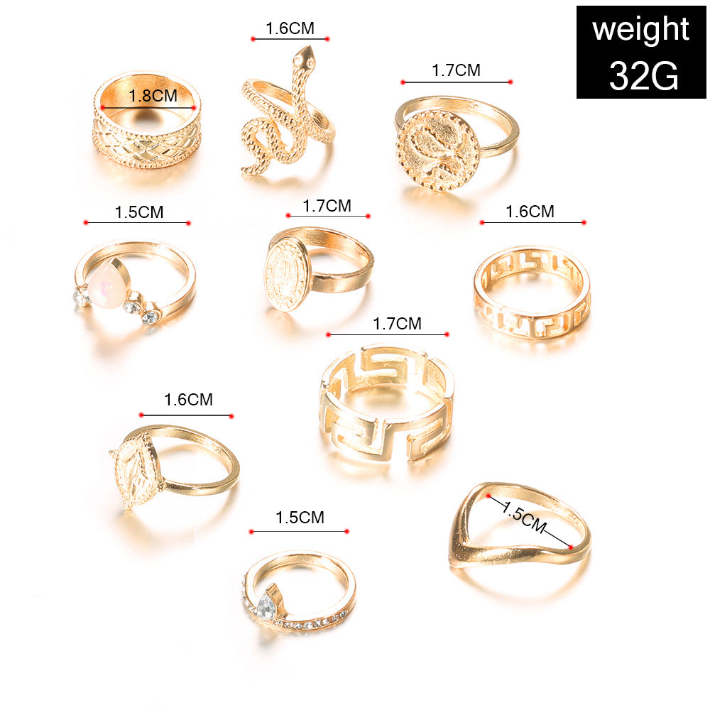 Anillo de 10 piezas con forma de diamante