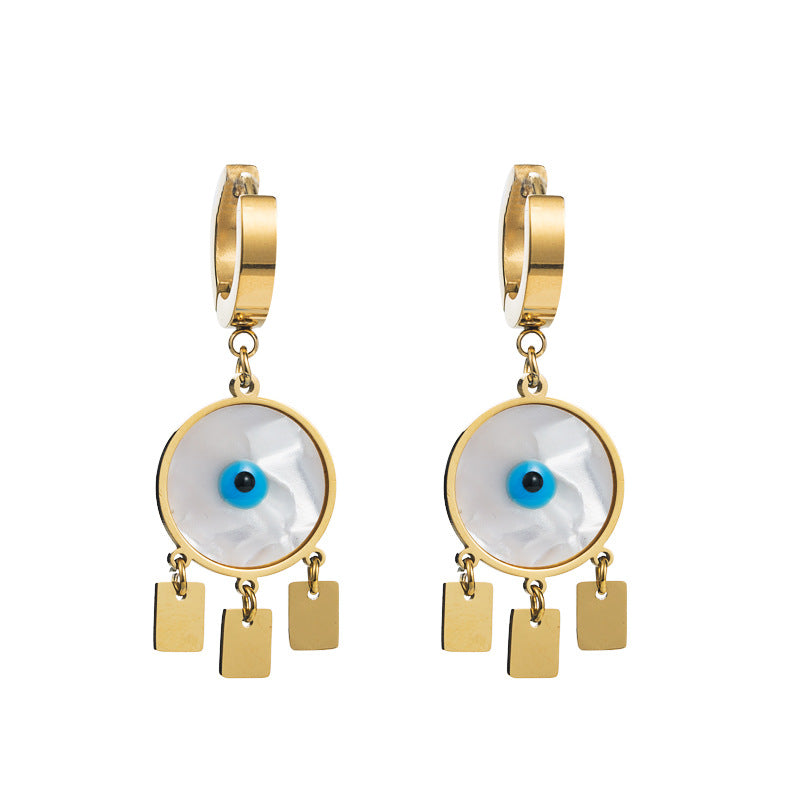Pendientes de acero de titanio, temperamento de concha popular en red, no cambia de color