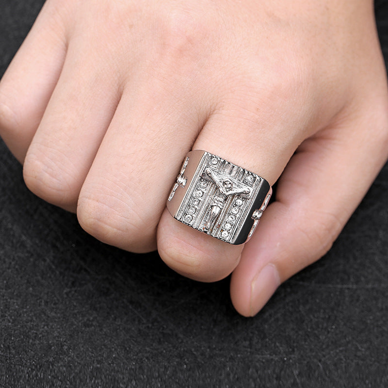 Europäischer und amerikanischer Retro-Religions-Jesus-Kreuz-Ring