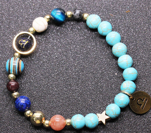 Pulsera de Cuentas de Turquesa de 8 mm con Diseño de Doce Constelaciones