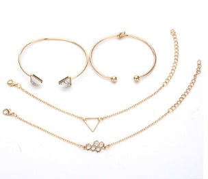 Conjunto de Pulseras de Oro Plata Cristal Hoja Luna Flecha Gato de Moda para Mujer Pulsera Ajustable Geométrica Brazaletes Pulseiras