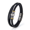 Pulsera de cuero DIY multicapa de acero inoxidable para hombre