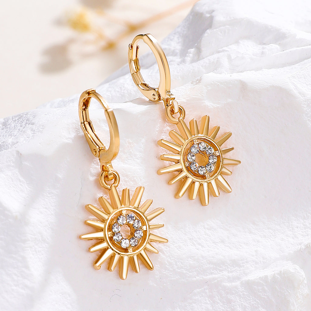 Sonnenblumen-Ohrringe, Halskette, Schmuckset für Damen