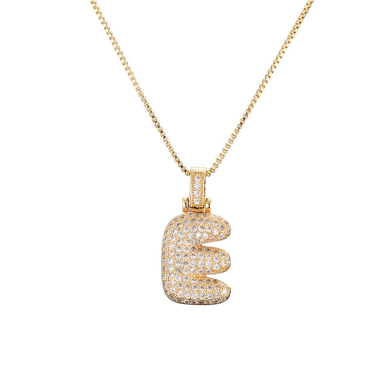 Schlüsselbeinkette Kupfer Mikro-intarsierte Zirkon 26 Buchstaben-Anhänger-Halskette für Frauen Geburtstag Schmuck Geschenke