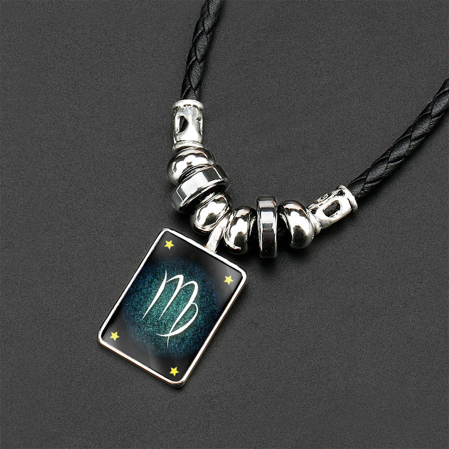 Obsidian Zodiac Couple Pendant Necklace