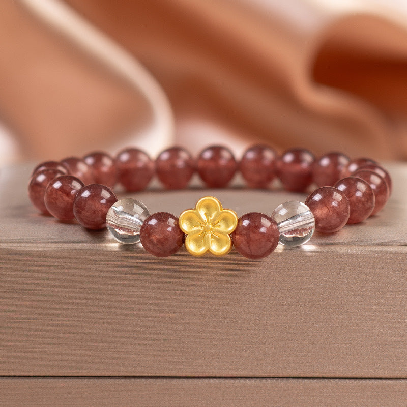 Pigeon Blood Red Grade Strawberry Quartz Design Bracelet Female