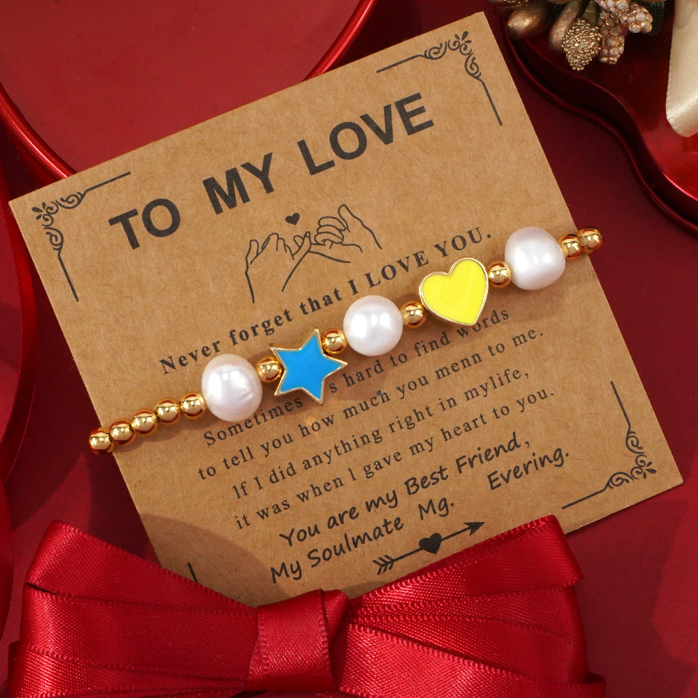 Copper Oil Drop Peach Heart Couple Bracelet Valentine's Day