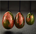 Drilled Natural Unakite Yoni Egg Pelvic Kegel Exercise Jade Egg Tightening Vaginal Muscle Jade Ben Wa Ball Massage Stone Body