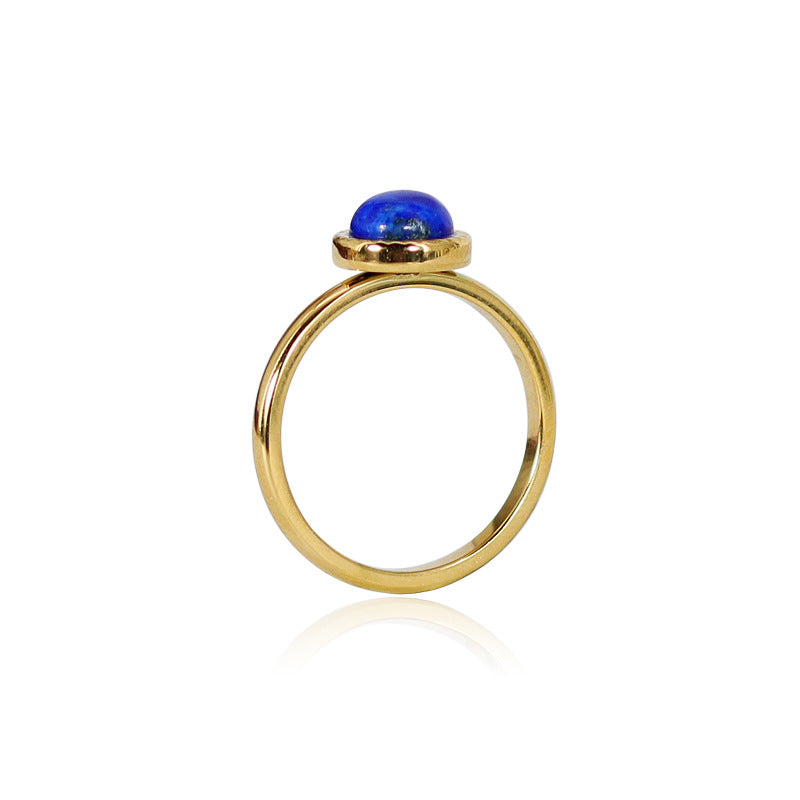 Joyería de moda Anillo de acero de titanio con incrustaciones de piedras naturales coloridas, chapado en oro de 18 quilates, pulsera de ágata roja, cristal rosa, amatista, azul San, joyas para mujer