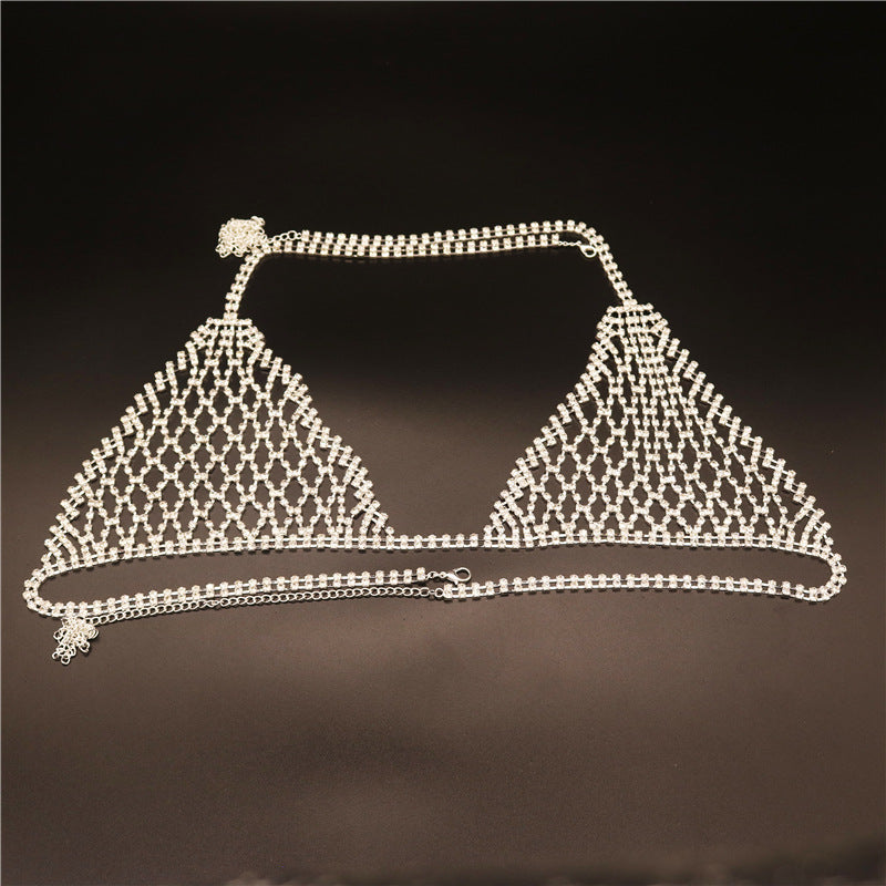 Cadena de cuerpo con arnés de malla y diamantes de imitación
