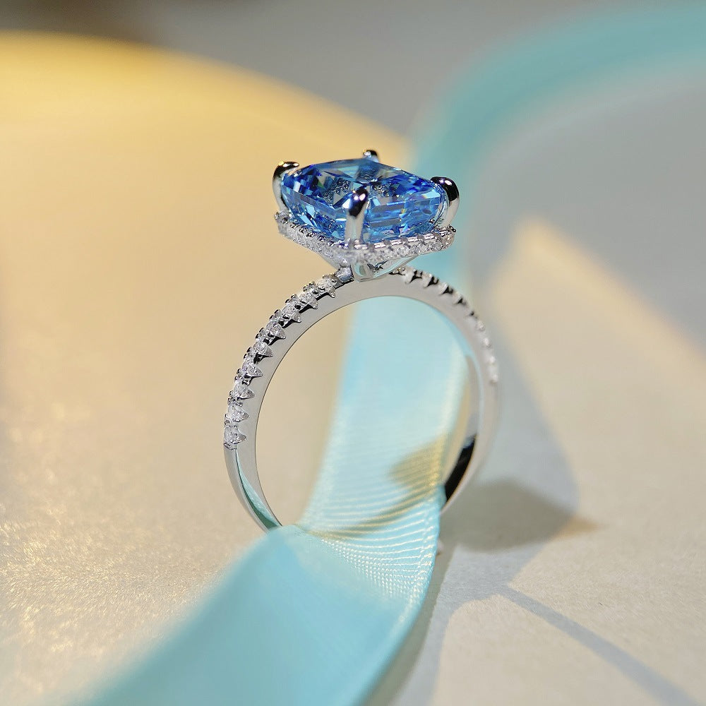 S925 Sterling Silberring Damen High Carbon Diamant