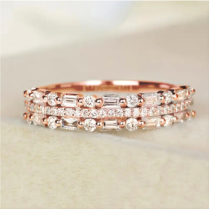 Mehrschichtiger Ring Dreischichtiger feiner Kreislinien-Design für Frauen, Vollfinger-Ringe, Schmuckgeschenke