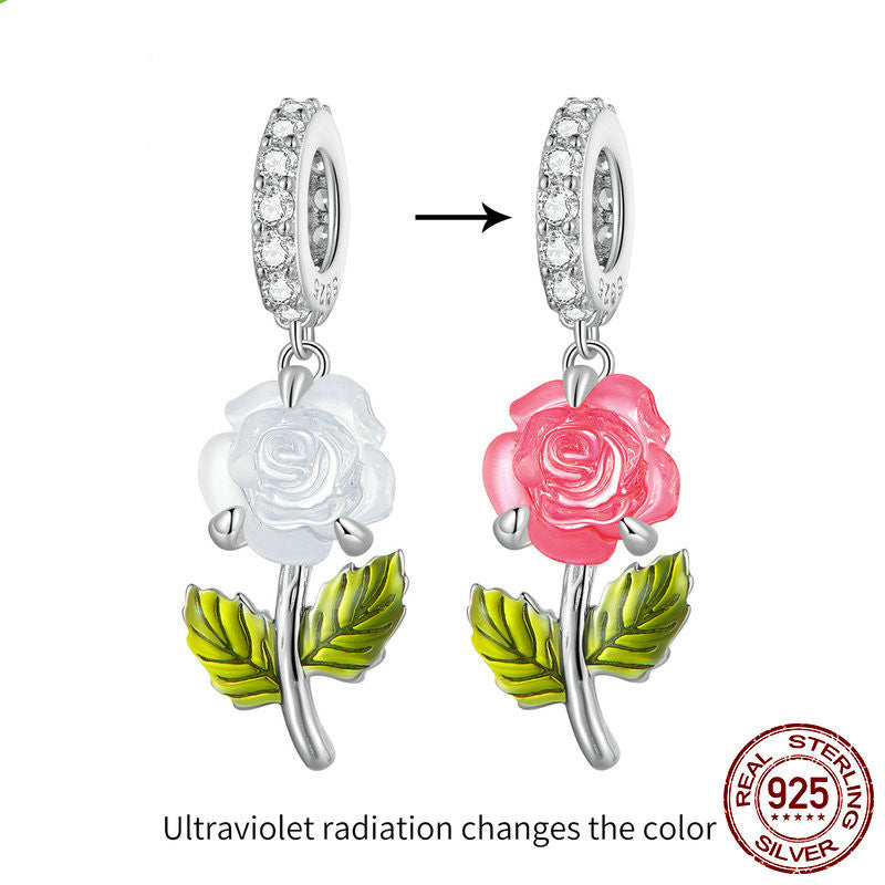 Rose S925 Silber Anhänger Kreativer UV-Farbwechsel