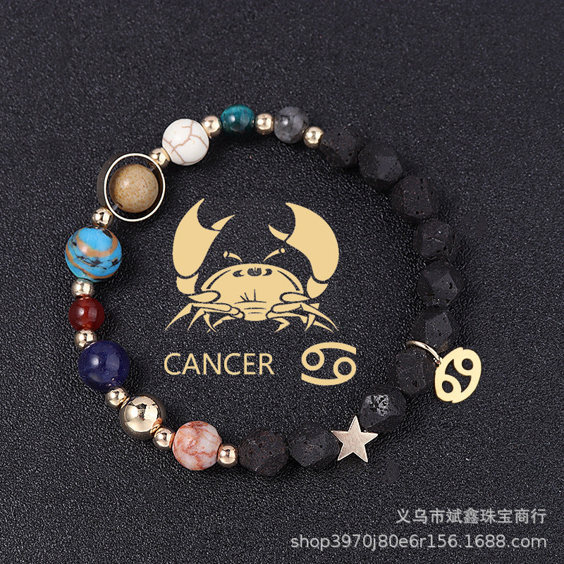 Natural Volcanic Rock Twelve Constellations Bracelets Fashion European And American Style