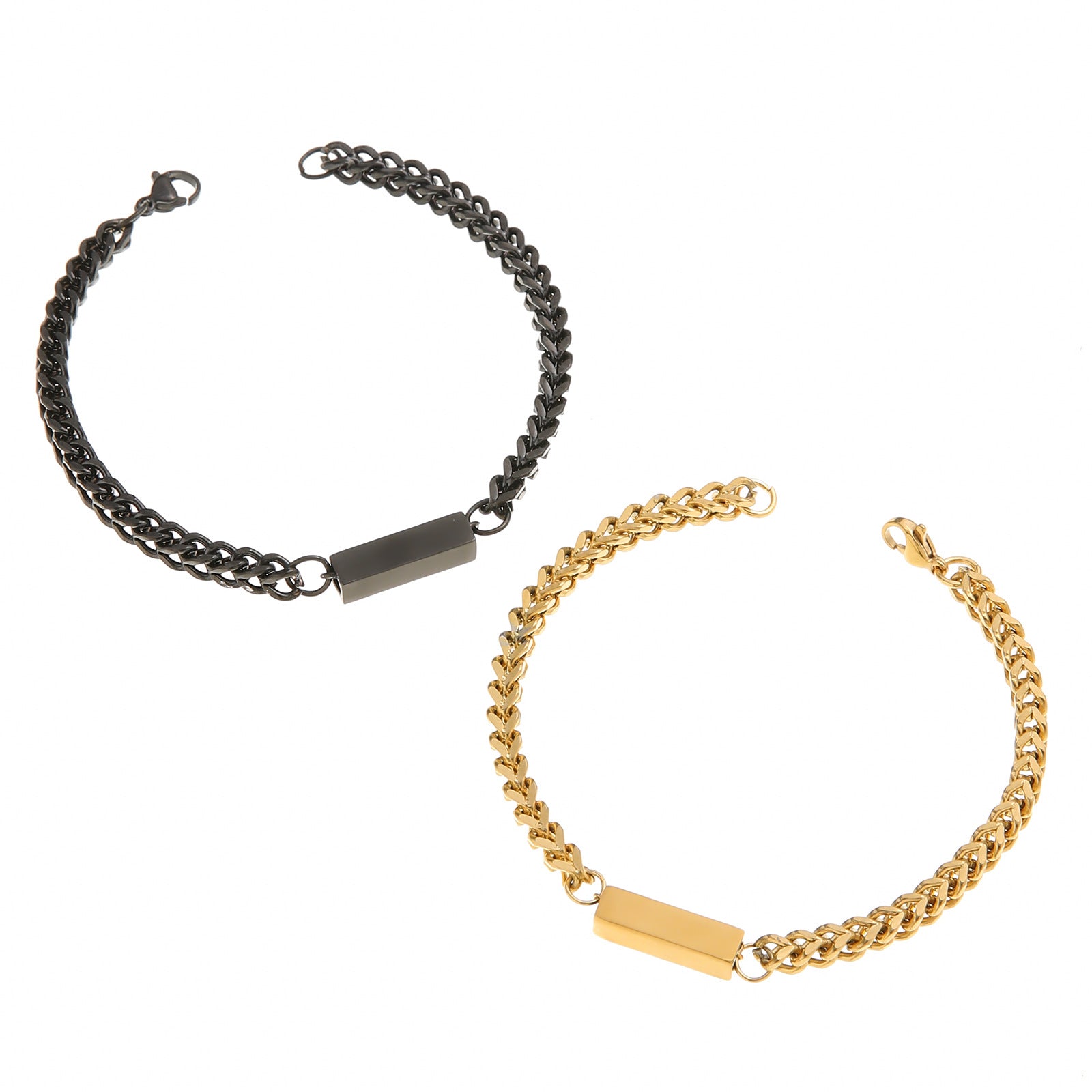 Brazalete de acero inoxidable chapado en oro de 18 quilates al vacío