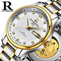 Echte Rui Edge Herren-Automatikuhren, mechanische Uhren, Business-Herrenuhr, leuchtend, hohl, wasserdicht, feiner Stahl