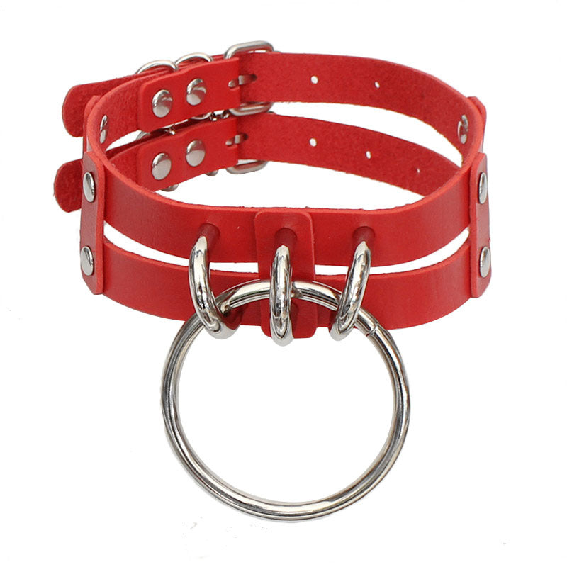 Harajuku Punk Gothic Leather Necklace O Ring Choker