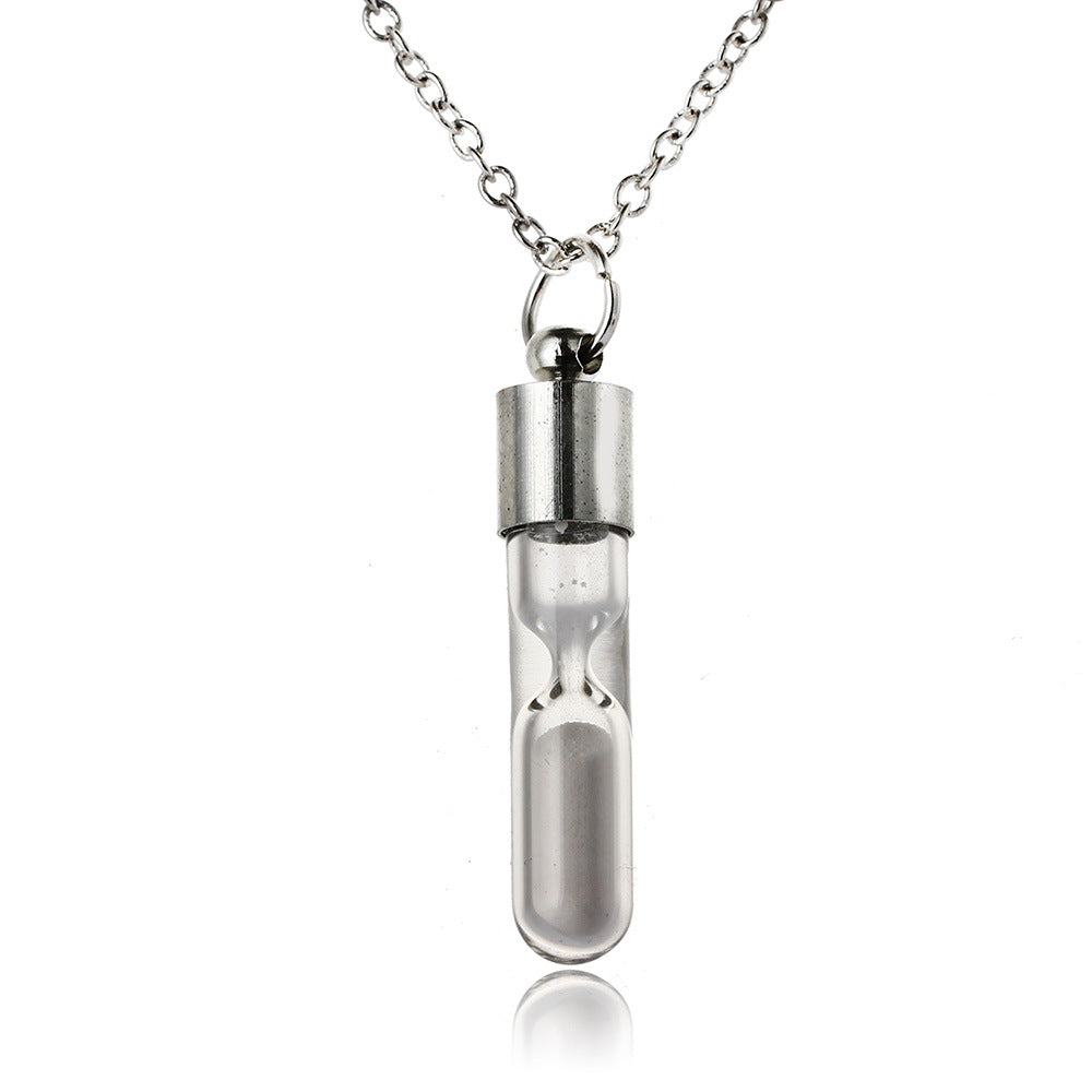 Modische Sanduhr Kristall Personalisierte Anhänger Halskette Quicksand Wunschflasche Leuchtender Schmuck Für Frauen