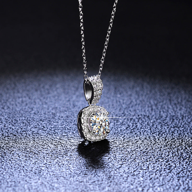 925 Sterling Silver 1 Karat Moissanite Pendant Necklace