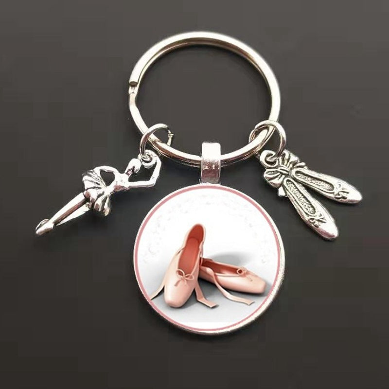 Llavero de cristal con dije de ballet de moda