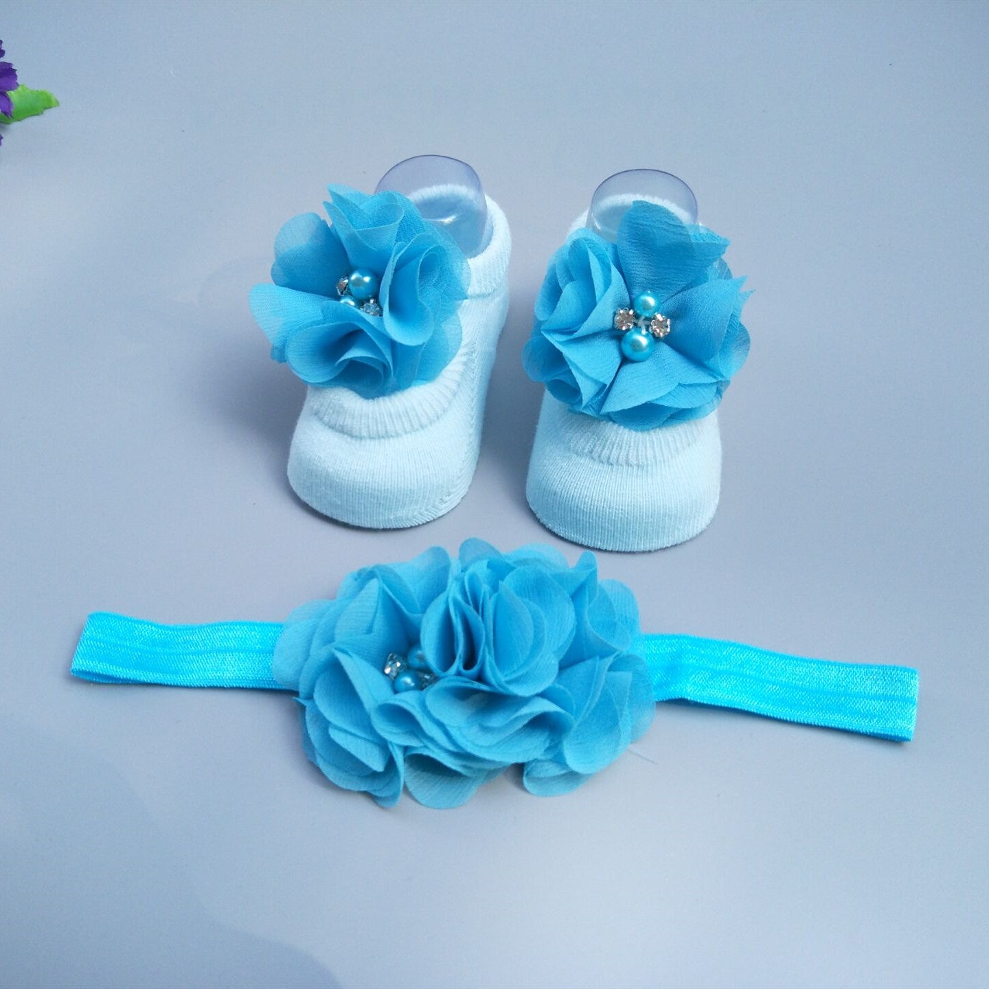 Caja de regalo de calcetines y diadema para bebé niña