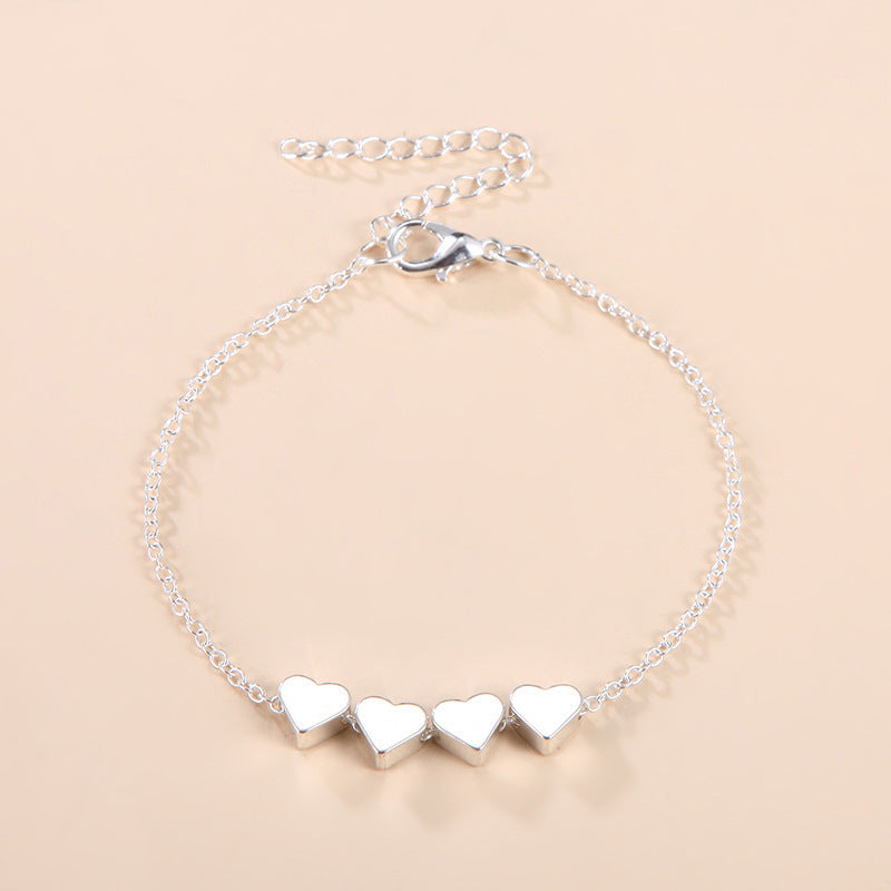 Modeschmuck Exquisiter Neuer Koreanischer Modetemperament Einfaches Dünnes Ketten-Herzarmband für Frauen Mädchen Geburtstagsparty Schmuckgeschenk