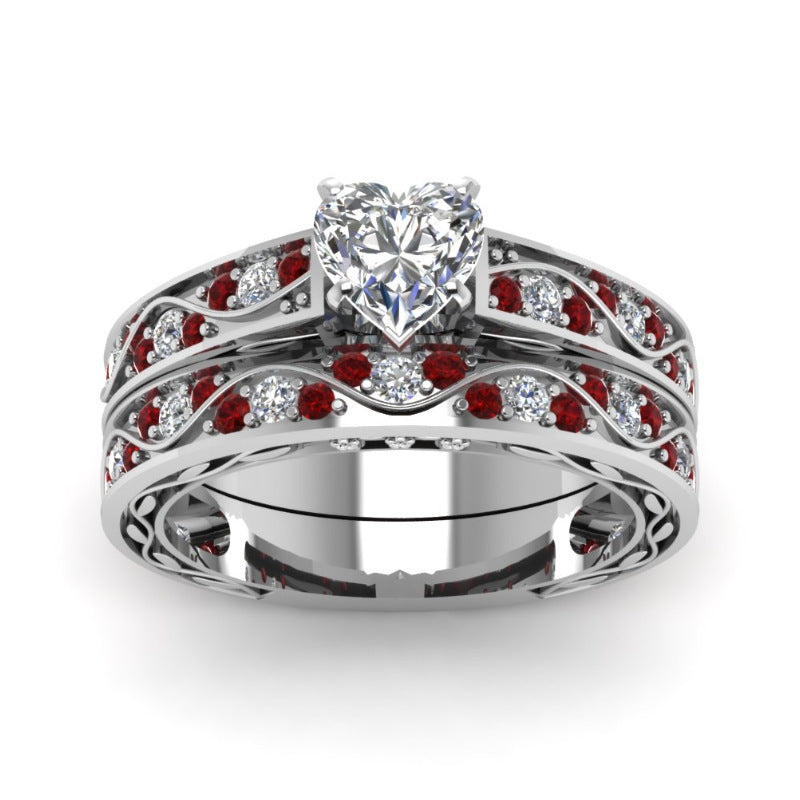 Anillos de mujer con circonitas Anillos de pareja combinados de moda europea y americana para hombres y mujeres