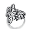 Asgard Crafted Handgefertigter Triquetra- und Keltenknoten-Ring aus Edelstahl