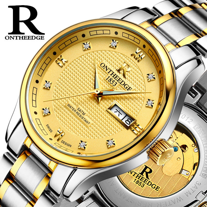 Echte Rui Edge Herren-Automatikuhren, mechanische Uhren, Business-Herrenuhr, leuchtend, hohl, wasserdicht, feiner Stahl