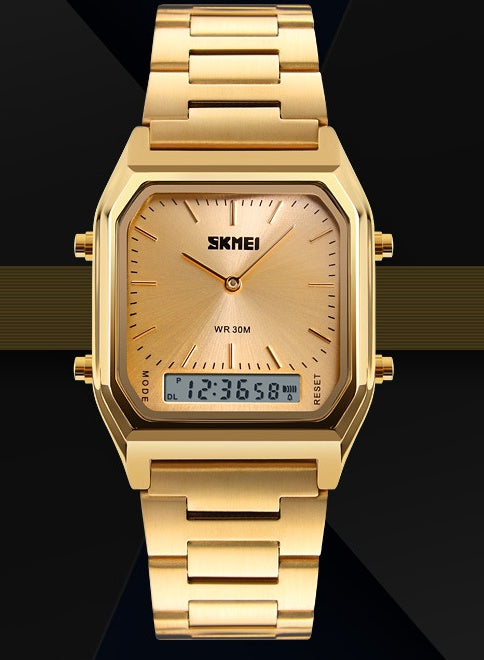 Retro Klassische Business Elektronische Armbanduhr mit Stahlarmband