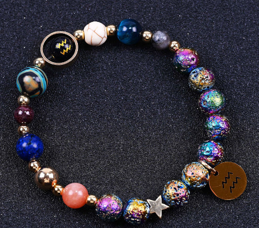 Pulseras de las Doce Constelaciones de Roca Volcánica Colorida de San Azul