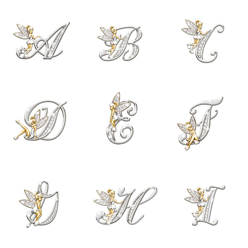Damenmode 26 englische Buchstaben Brosche