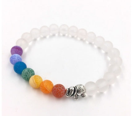 Pulsera de cuentas coloridas de ágata de roca fundida de 8 mm, piedra volcánica energética, chakras, con hilo elástico