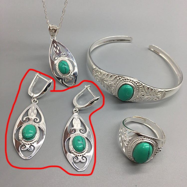 Ethnisch mongolisches Silberschmuckset Armband Vierteiliges Set