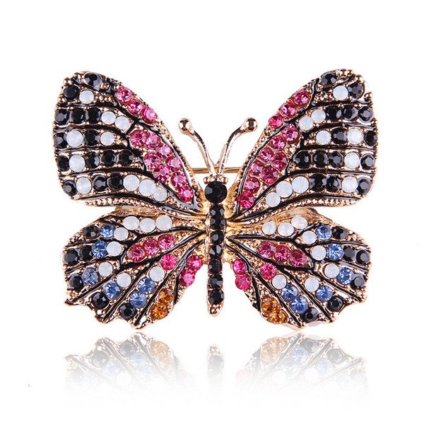 High Quality Fashionable Rhinestone Butterfly Brooch Pin Gold Colors Women Dress Wedding Bridal Brooch Pin