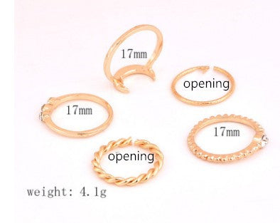 Brief 5tlg/Set CZ Kristall Midi Ringe für Frauen Böhmische Mond Charms Ringe Hochzeit Party Punk Schmuck Valentinstag Geschenk Anel