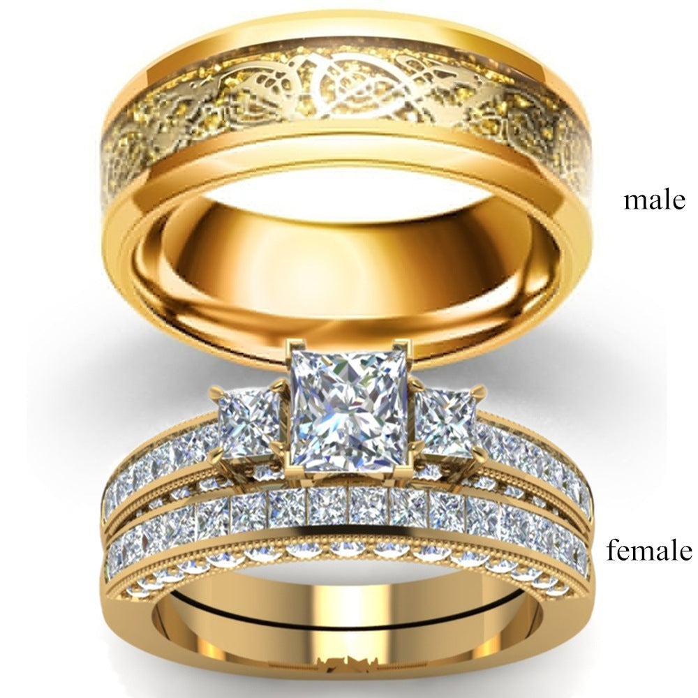 Kristall-Diamant-Ring, europäischer und amerikanischer beliebter Damen-Paar-Ring, Paar-Armband