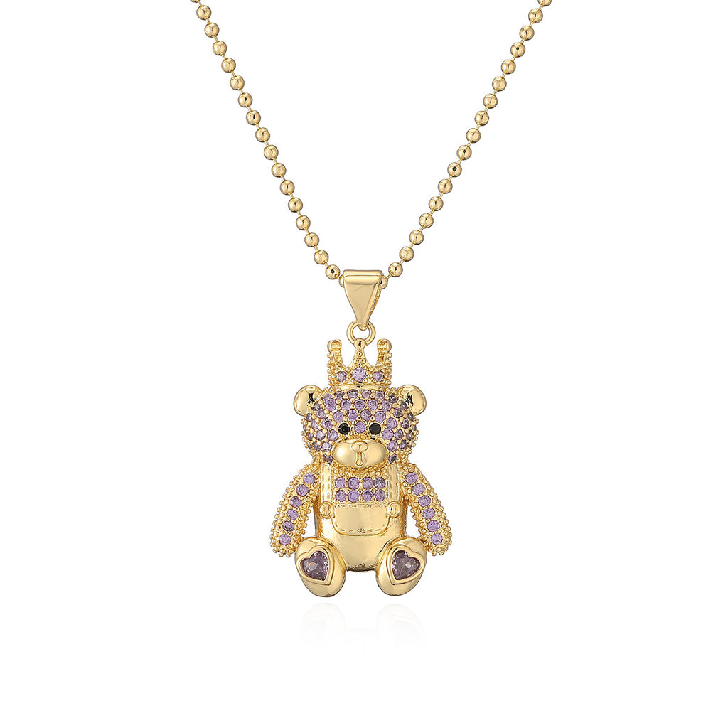 Fashion Hollowed-out Full Zircon Leopard Head Pendant Necklace