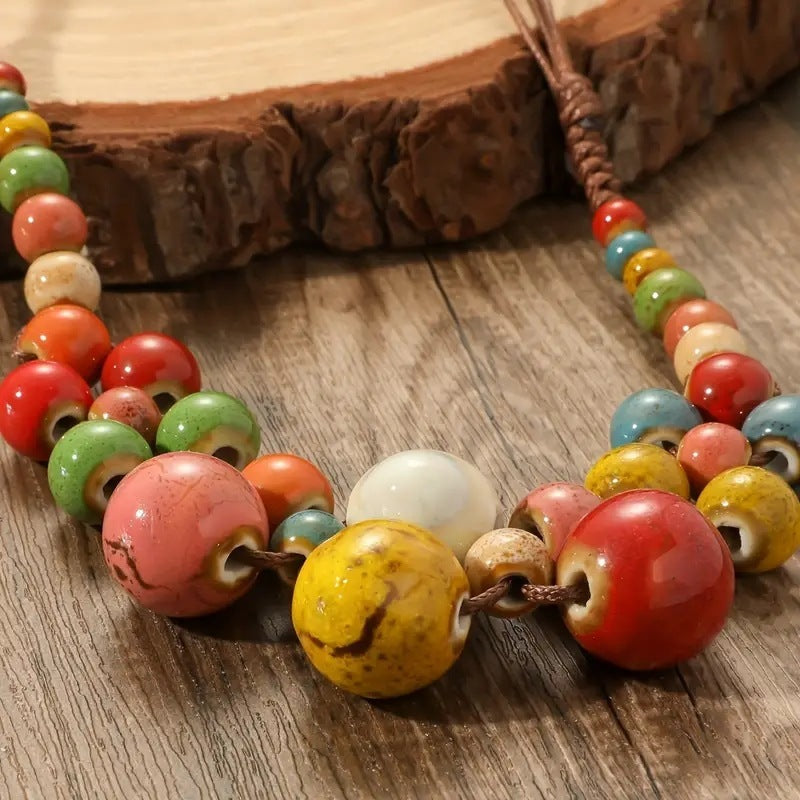 Damen Nischendesign Mode Ethno-Stil Perlen Bunte Halskette