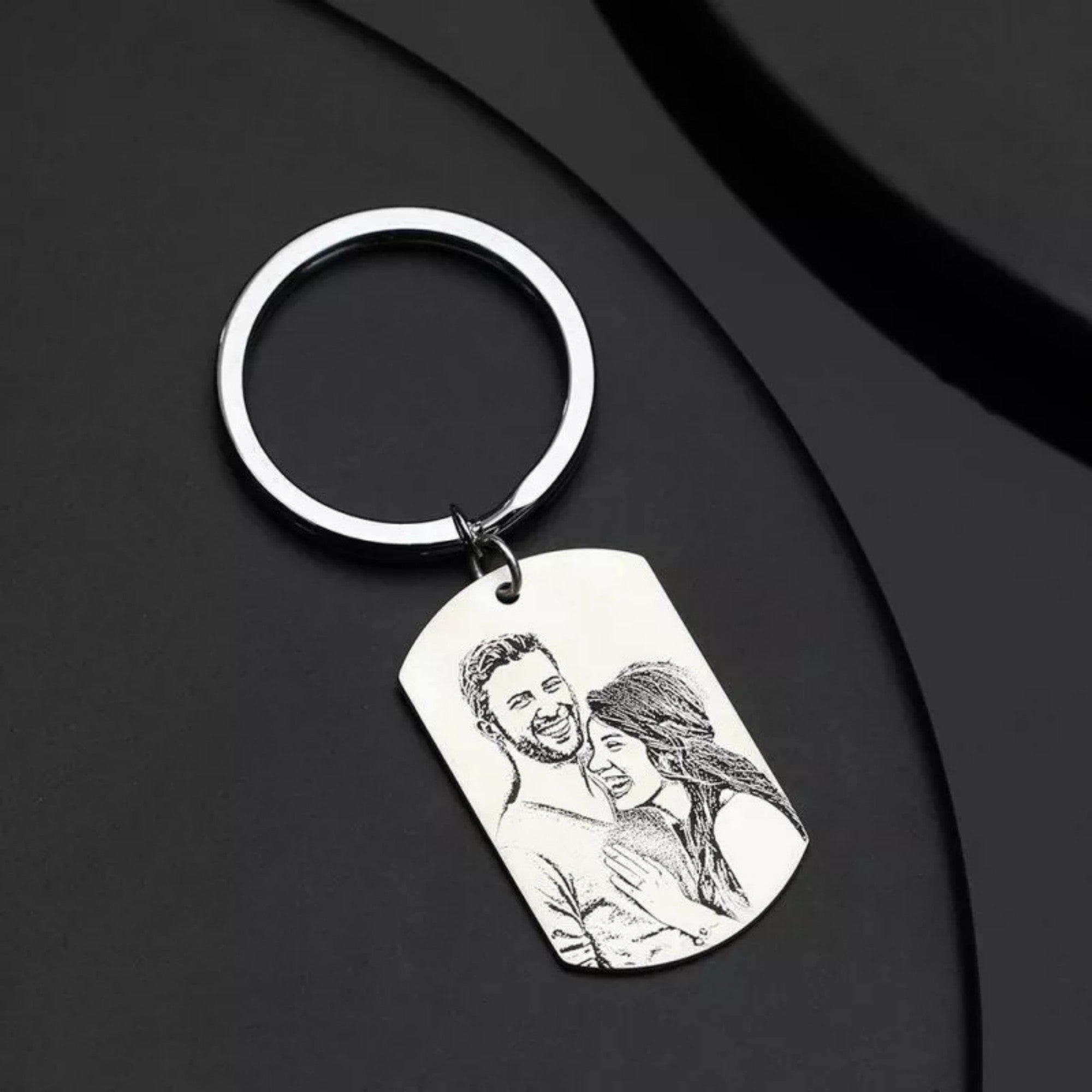 Llavero de plata de ley 925 con colgante personalizado de patrón fotográfico
