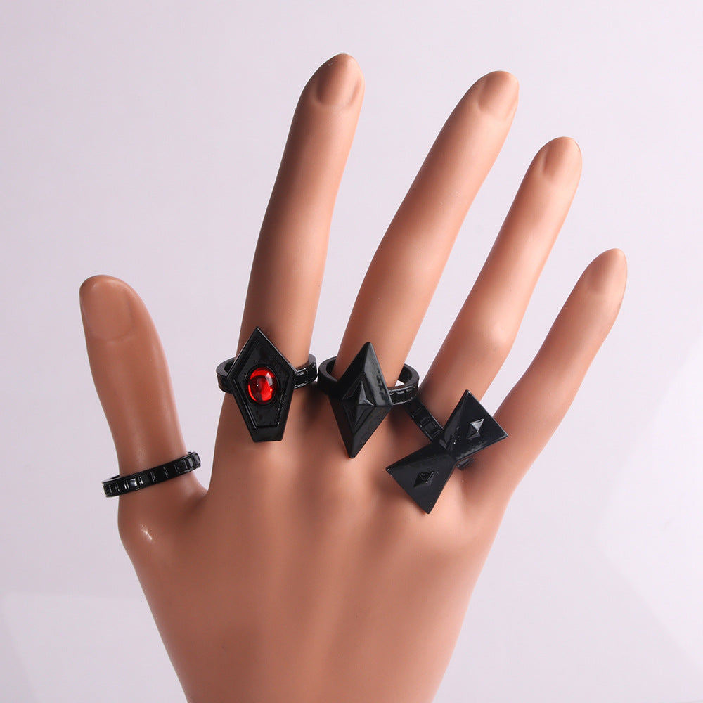 Walnuss Exquisites Schwarzes Ringset