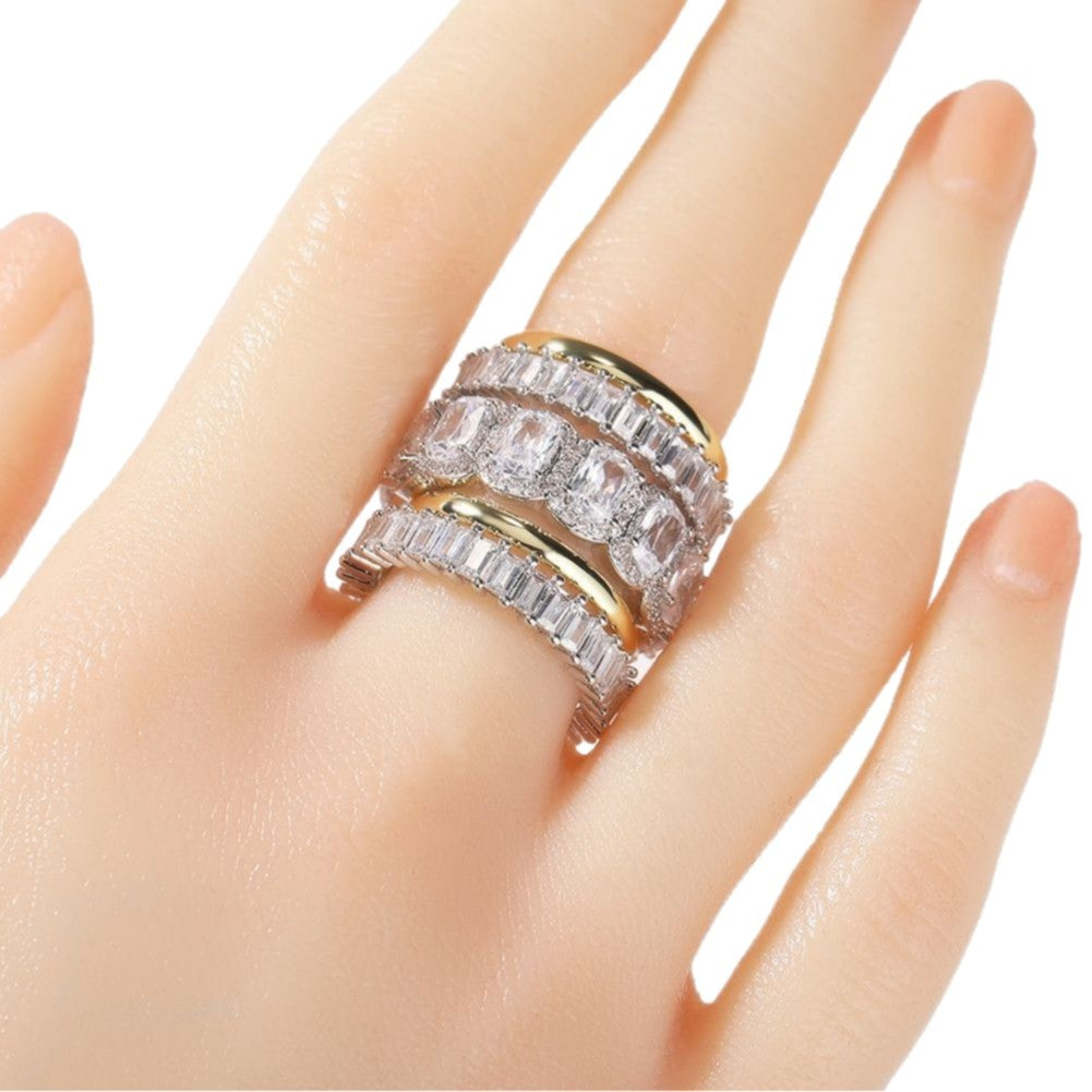 Herrenring-Set Diamantbesetzt 5-teiliges Ring-Set