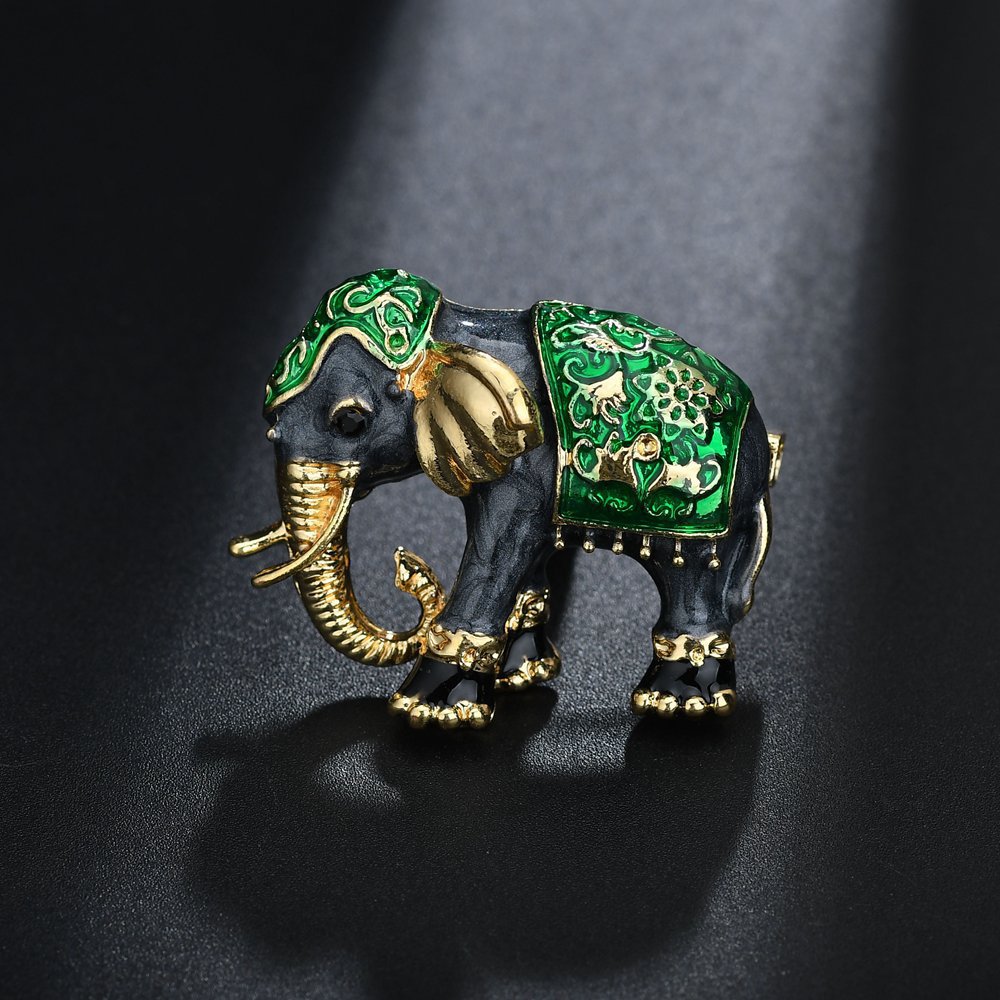 Tropföl Vintage Emaille Elefantenbrosche Accessoires