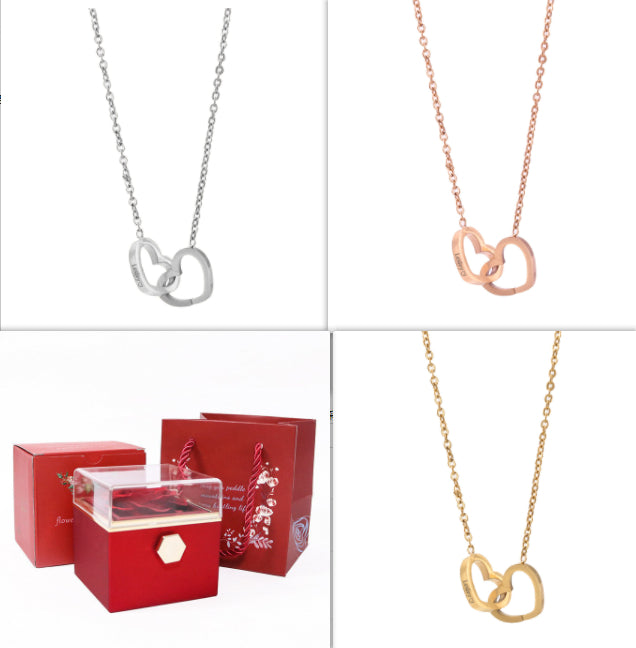 Stainless Steel Vacuum Plating Rose Gold Heart Necklace