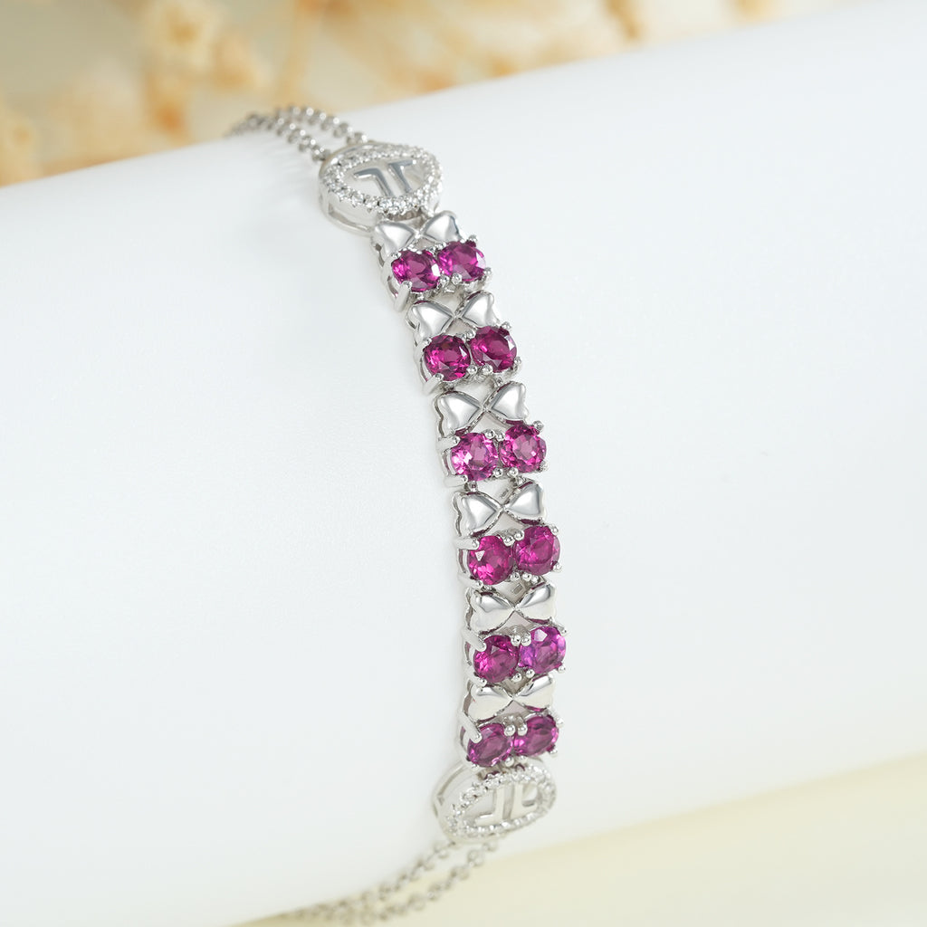 S925 Sterling Silber Lila Granat Armband Damen Mode Zirkon Leichter Luxus Schmuck