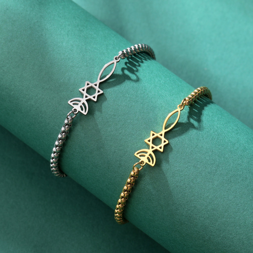 Cut Titanium Steel Bracelet Hollow Six-pointed Star Fish Pendant