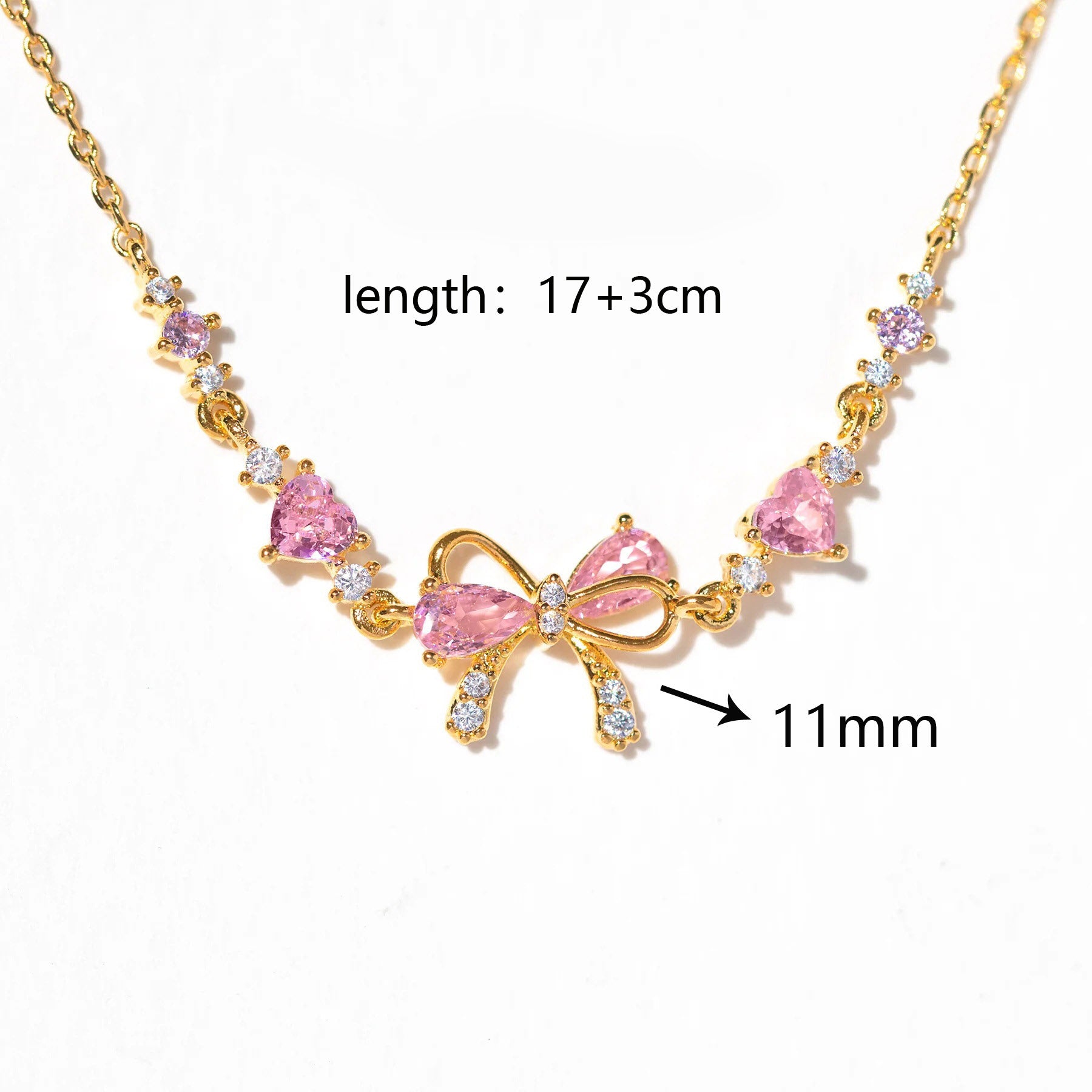 Pulsera de cadena con diamantes de imitación de corazón de lazo dulce Y2K Ins para el Día de San Valentín