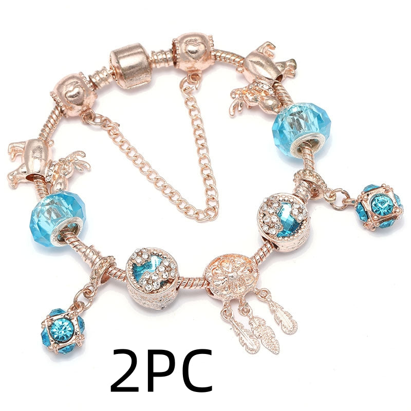 Rose Gold Tassel Mengnet Charm Women's Bracelet