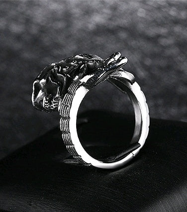 Anillo de acero de titanio para hombre, estilo rock, hip hop, calavera, guitarra, gesto de victoria, instrumento, anillo individual