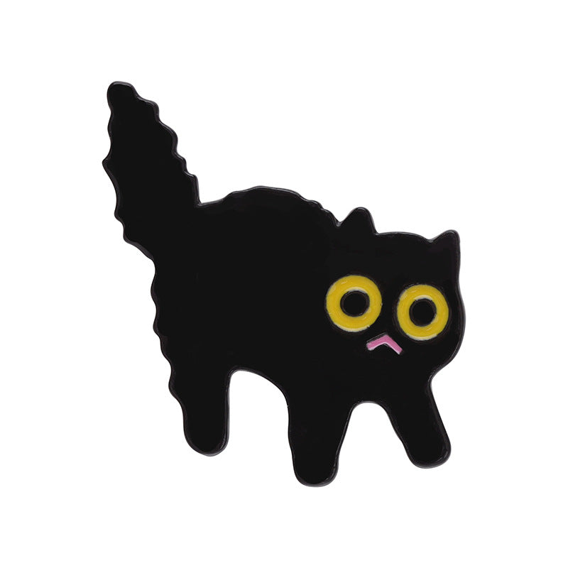 Cartoon Black Cat Blumen-Serie Niedlicher, modischer, vielseitiger Taschen-Kleidungs-Ornament-Anstecker